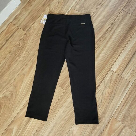 🆕️ Michael Kors Pull On Petite Slit Ankle Cropped High Waist Dress Pants Black - Picture 7 of 11